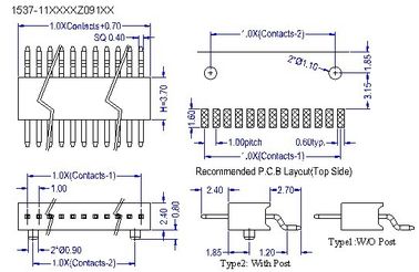 90° SMT 1 Millimeter-Neigung Pin-Titel-Verbindungsstück/einzelner Reihe Pin-Titel